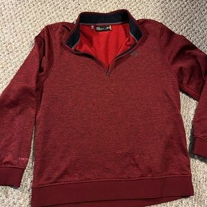 Mens L red heathered 1/4 zip